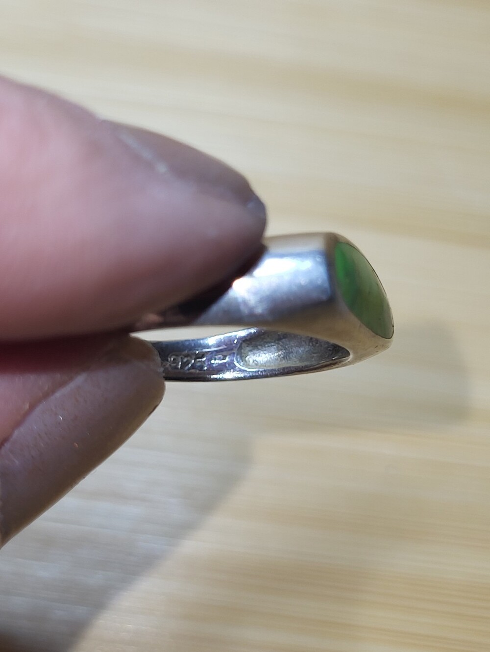 Vintage 925 Sterling Silver Green Apple Mojave Turqouise Inlay Band Ring Sz8 - Picture 6 of 7